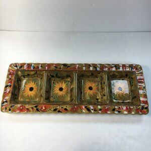 Certified International Scalloped Sunflower 4 Part Relish Serving Tray